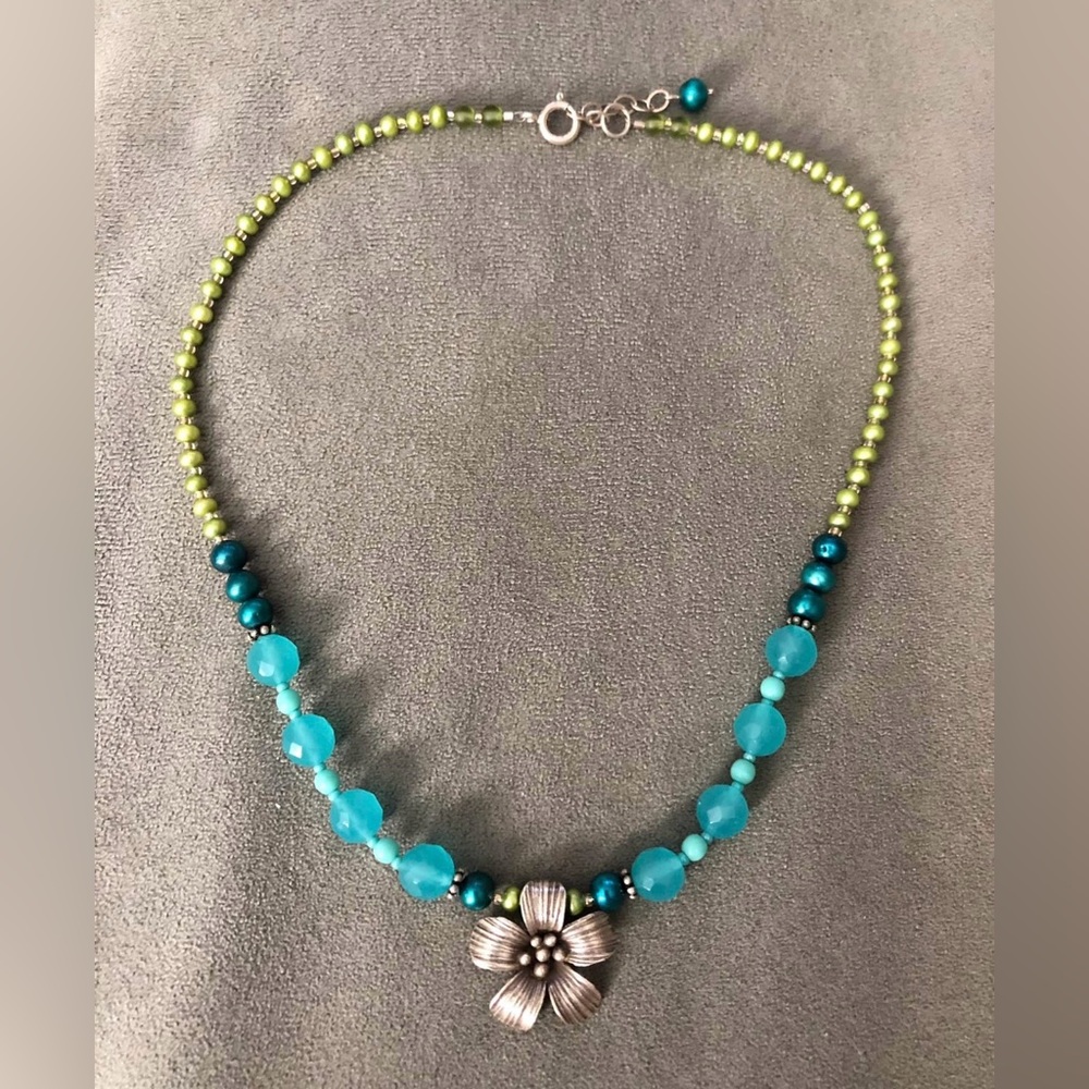 Elegant Silver and Blue Beaded Necklace